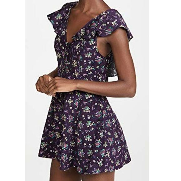 ✨FREE PEOPLE✨VIOLET FLORAL CORDUROY ROMPER - Picture 16 of 16